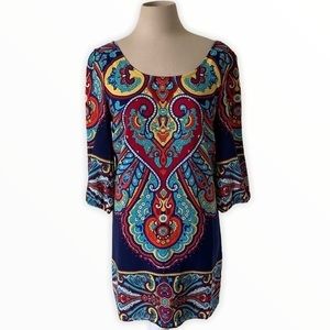 Pink Owl paisley print‎ mini shift dress